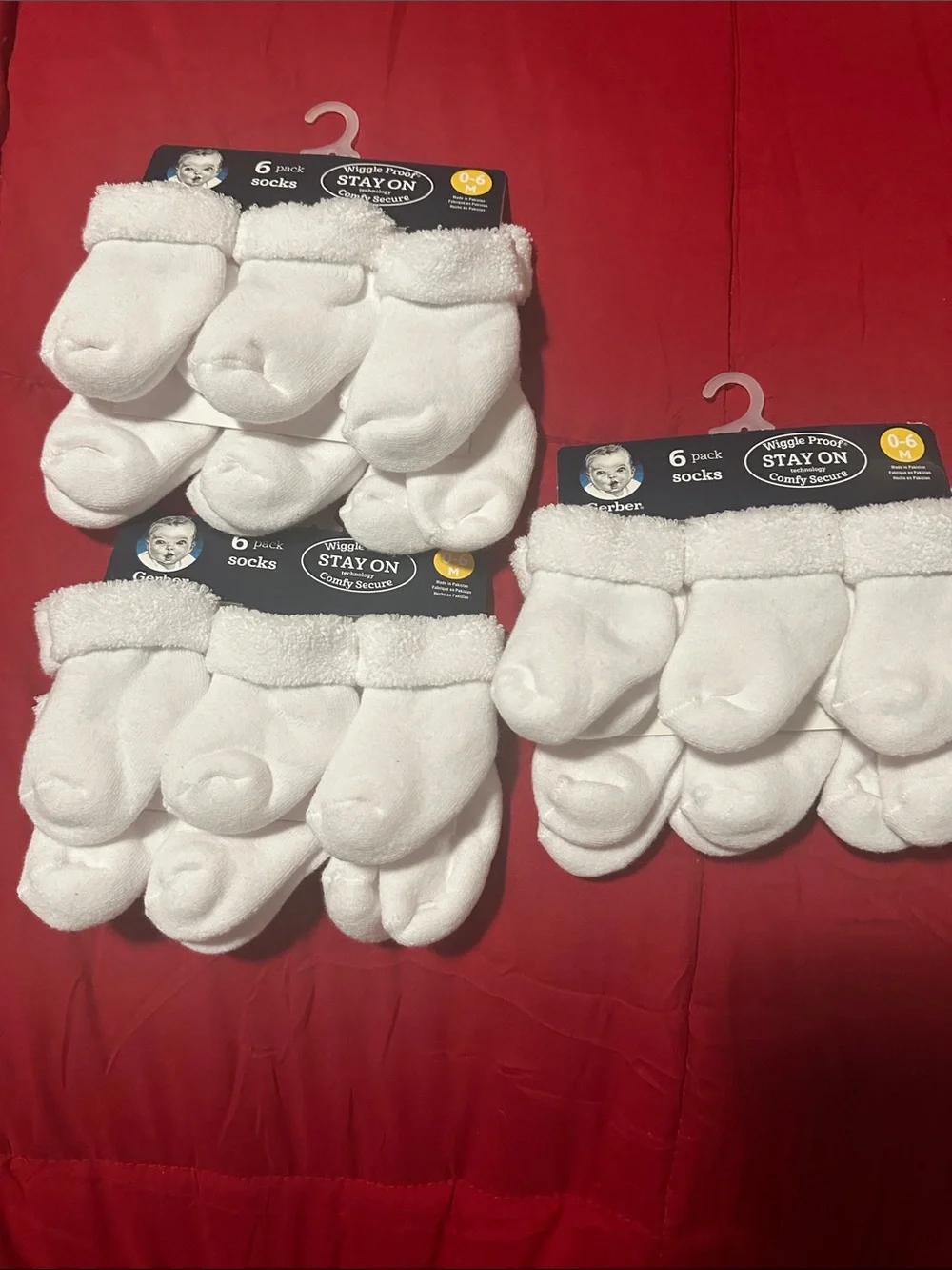 Gerber White Baby Socks 3- 6-Pack Set - Soft Fold-Over Cuff